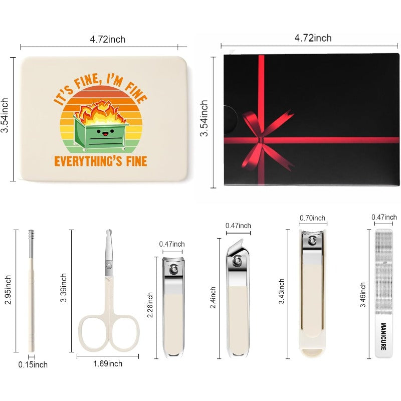 6Piece Nail Clipper Set with Nail File Tweezers and ingrown toenail Removal kit Travel Nail kit for Men and Women ITS FINE White