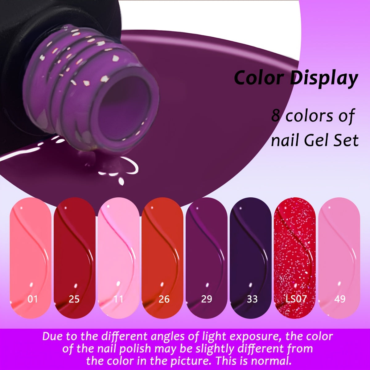 8 Color Nail Gel Spring Summer - High Saturation Durable Glossy Long-lasting Salon Gel, Alcohol-Free