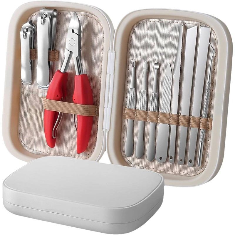 11pcs Professional Stainless Steel Ingrown Toenail & Thick Nail Care Kit - Heavy-Duty Multifunctional Manicure