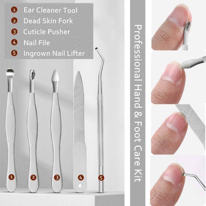 11pcs Professional Stainless Steel Ingrown Toenail & Thick Nail Care Kit - Heavy-Duty Multifunctional Manicure