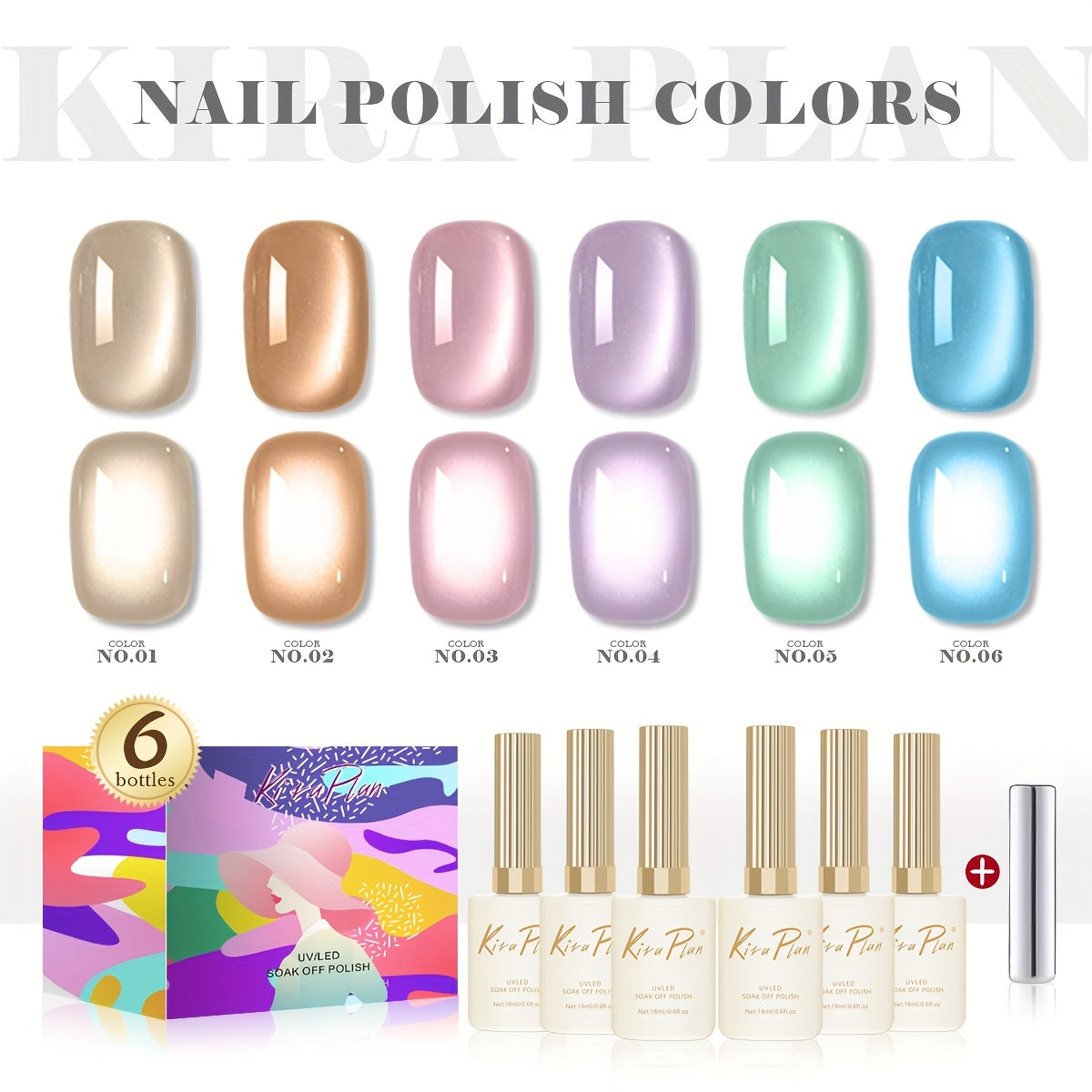 Y2K Cat Eye Gel Polish 6pcs Y2K Cat Eye Gel Nail Polish Set