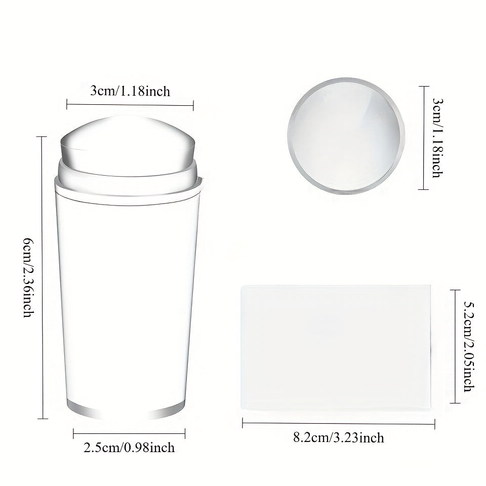 Transparent Nail Stamper with Scraper - Jelly Silicone Stamp for French Nails - Manicuring Kits - Nail Art Stamping Tool Set - Easy to Use and Durable