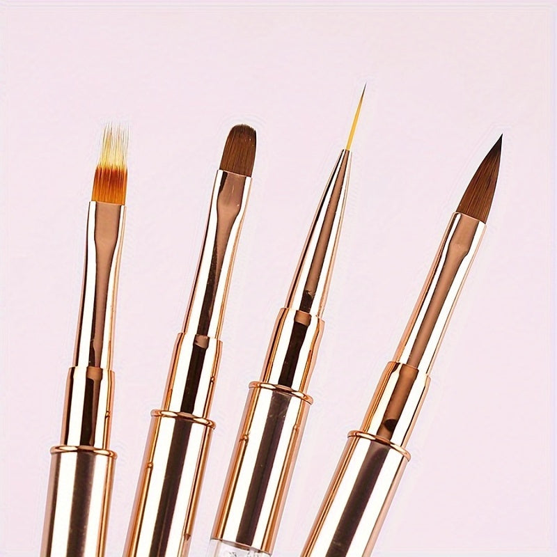 Rose Golden Diamond-Handled Nail Brush Set, Drawing Line Contours, Brushing Delicately, Suitable for Beginners to Use