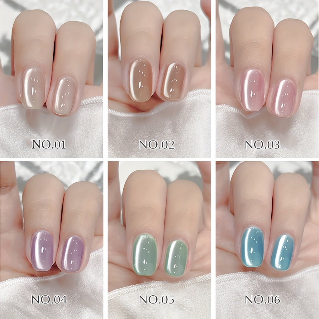 Y2K Cat Eye Gel Polish 6pcs Y2K Cat Eye Gel Nail Polish Set