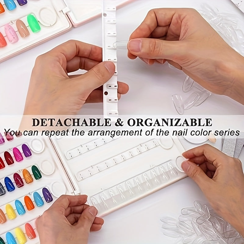 Professional Nail Gel Color Swatch Display Book with 120 Samples - Formaldehyde-Free, No Glue Needed