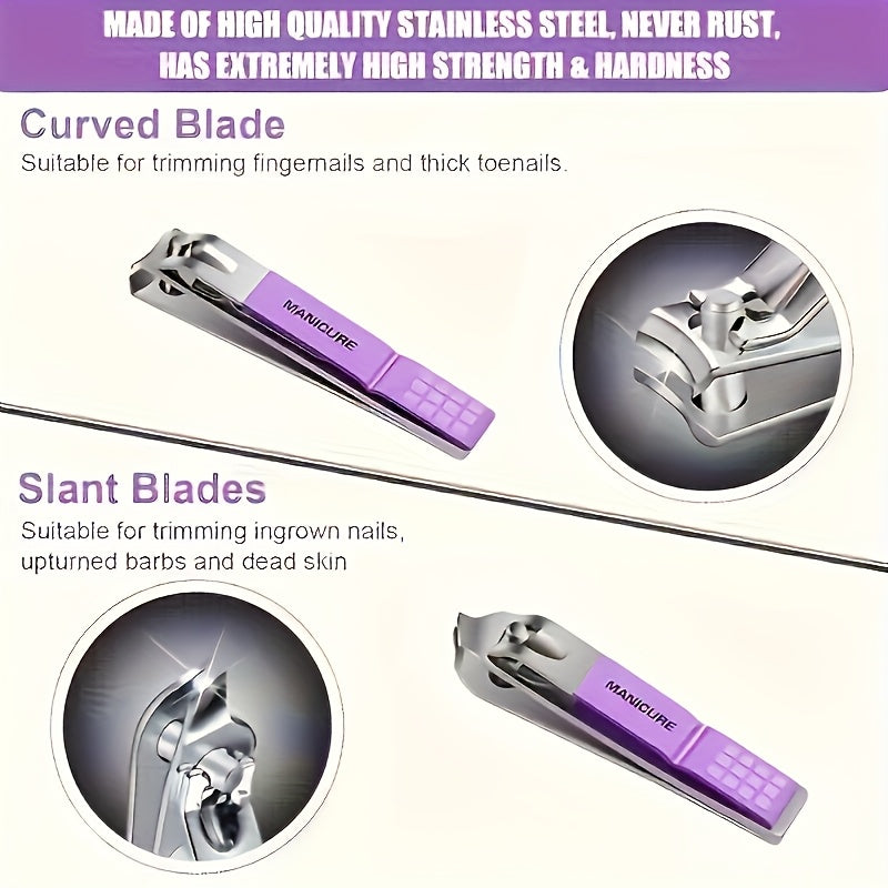 3 Colors Available - 16pcs 5.51inch\u002F 4.33inch Premium Stainless Steel Nail Care Tool Set with Straight Edge Nail File