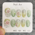 3D Floral Press-On Nails 10pcs Handmade Press-On Nails | Mint Green to Yellow Gradient with 3D Floral Design