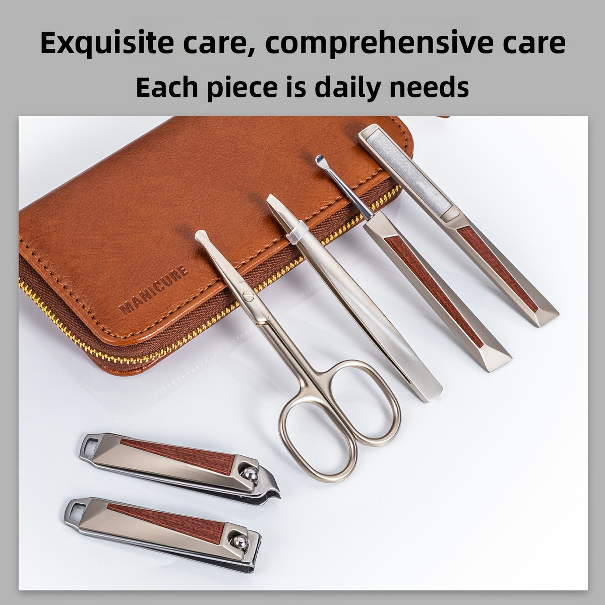 6pcs Luxury Manicure Set, Premium Stainless Steel Beauty Kit with Sharp and Durable Nail Clippers