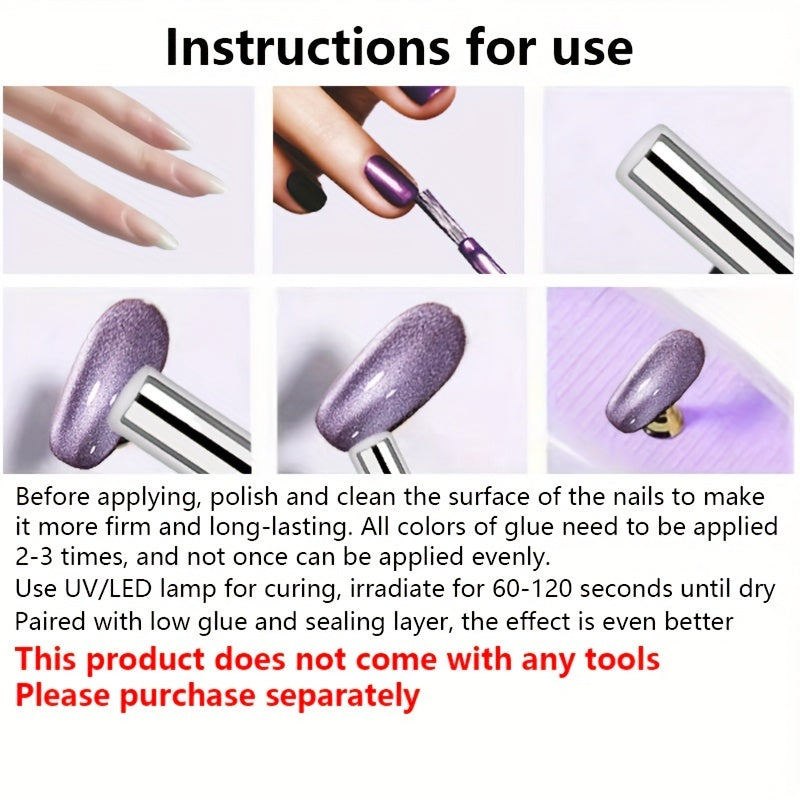 Bond Crystal Cat Eye Nail Polish - 15ml, Alcohol-Free, Shimmering Teal Gel with Sparkling Top Coat