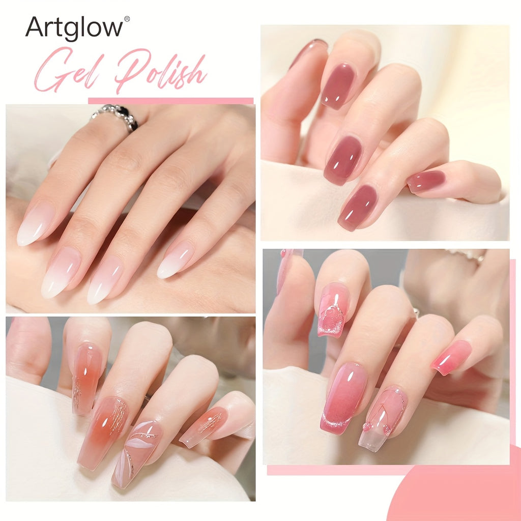 6pcs-0.51oz Sheer Ice Jelly Gel Nail Polish - Nude to Pink Ombre Shades, Alcohol-Free, \u002FLED Curing, Long-Lasting