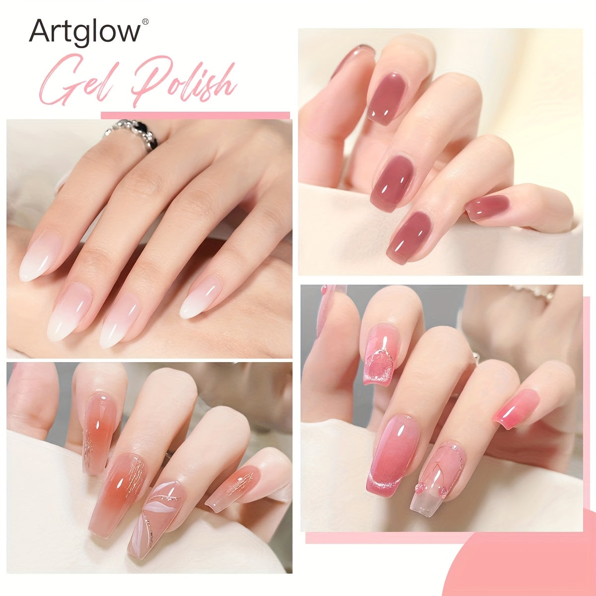 6pcs-0.51oz Sheer Ice Jelly Gel Nail Polish - Nude to Pink Ombre Shades, Alcohol-Free, \u002FLED Curing, Long-Lasting