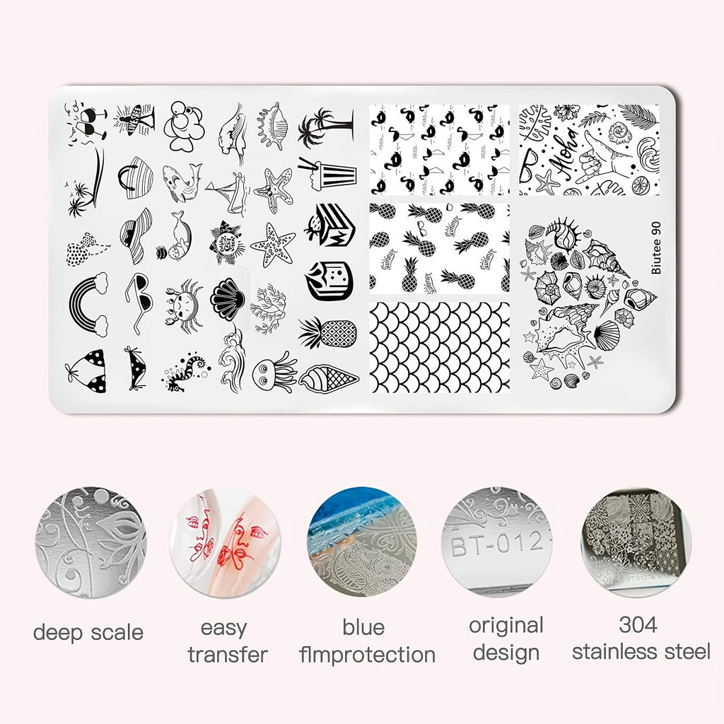 Biutee Nail Stamping Plates 21pcs Set 8pcs Nail Stamping Polish Gel 10pcs Templates with Gel Nail Stamper Set French Nail Art Plates Set Nail Plates Flower Leaves Animal Lace Design
