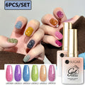 0.51oz UR SUGAR 6pcs Glitter Gel Nail Polish Set - Chunky Glitter Polygel with Iridescent Shimmer, Summer Neon Ice Cream Colors