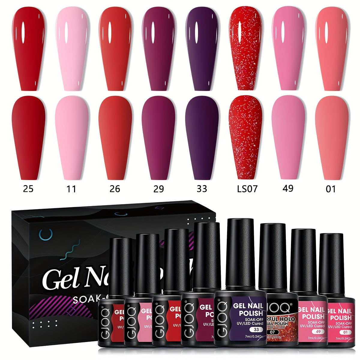 8 Color Nail Gel Spring Summer - High Saturation Durable Glossy Long-lasting Salon Gel, Alcohol-Free