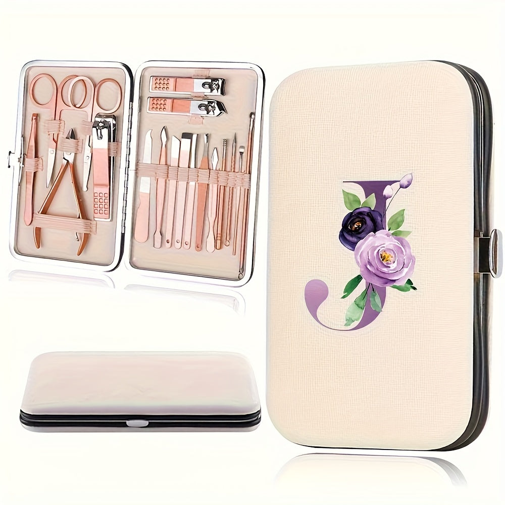 18pcs Portable Manicure Set 18pcs Portable Manicure Clippers Set | Stainless Steel Nail Cutter Kit with PU Storage Box