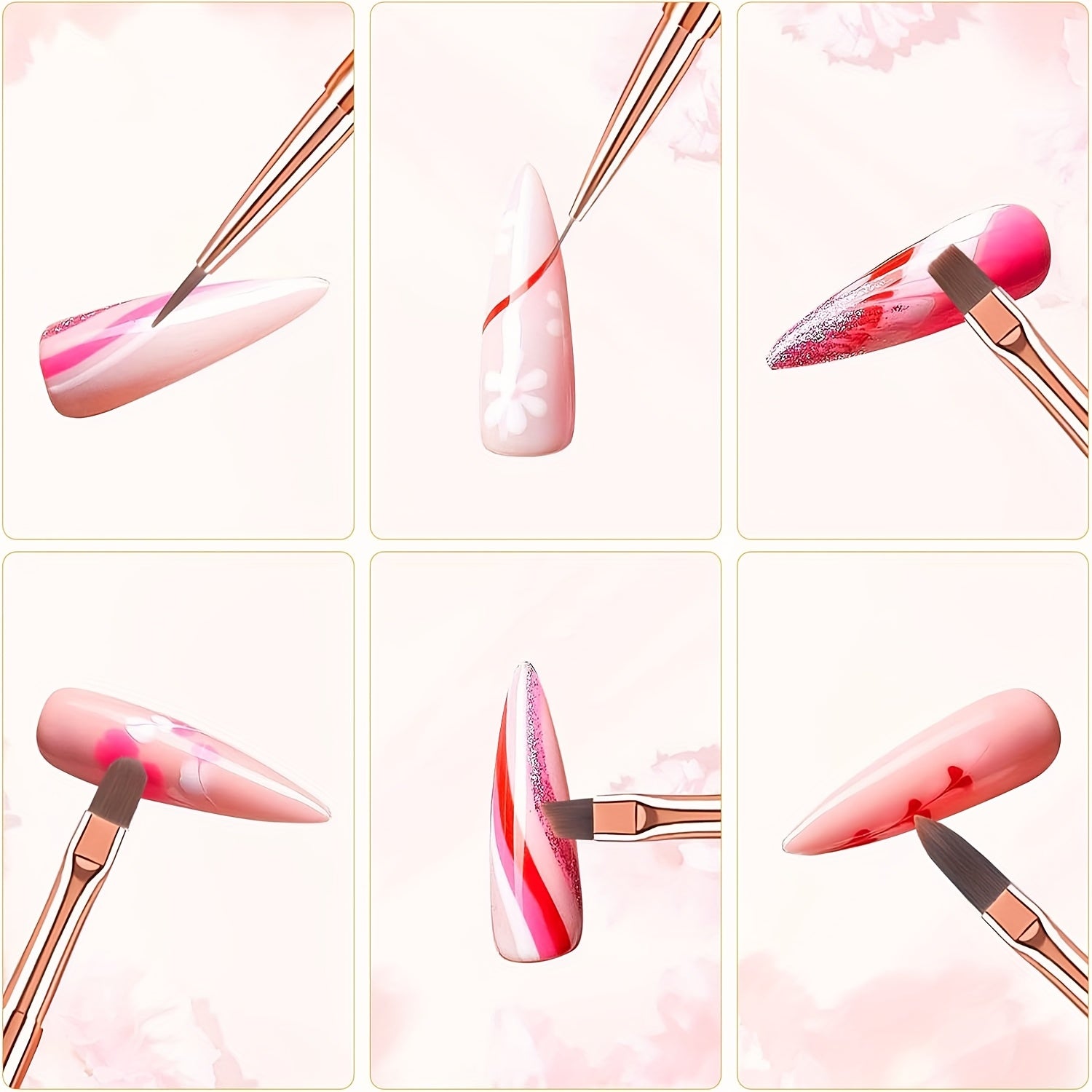 Nail Brush 6pcs Set Color Painting Brush Pulling Line Pen Universal Pen Light Pen for Nail Artists Special for Beginners Nail Tools