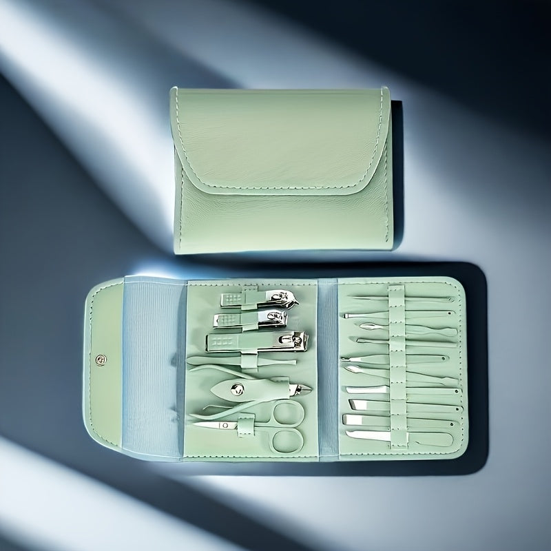 3 Colors Available - 16pcs 5.51inch\u002F 4.33inch Premium Stainless Steel Nail Care Tool Set with Straight Edge Nail File