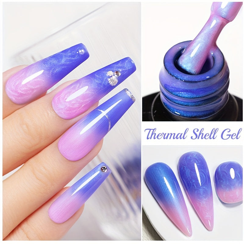 AWStorG 6pcs\u002FSet Thermal Shell Gel Nail Polish Color Temperature Changing Gel Polish Semi Permanent Auroras Glitter Soak Off Gel