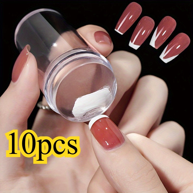 Transparent Nail Stamper with Scraper - Jelly Silicone Stamp for French Nails - Manicuring Kits - Nail Art Stamping Tool Set - Easy to Use and Durable
