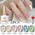 Born Pretty 6pcs Green Cat Eye Magnetic Gel Nail Polish, 0.34oz - Hypoallergenic