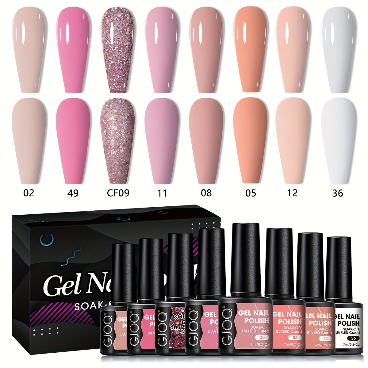 8 Color Nail Gel Spring Summer - High Saturation Durable Glossy Long-lasting Salon Gel, Alcohol-Free