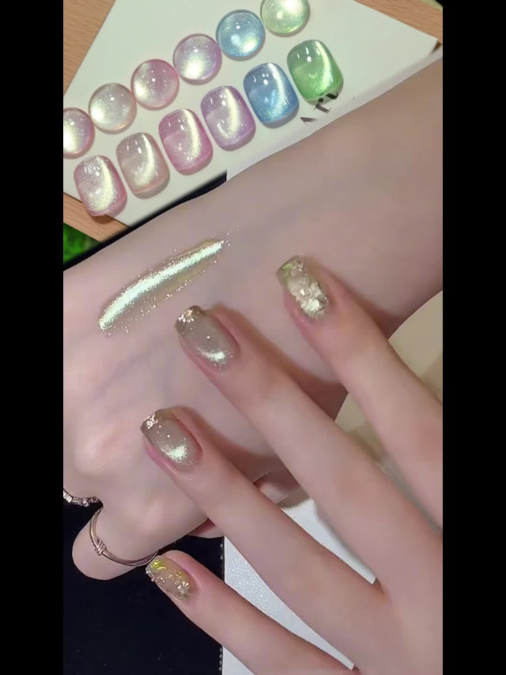 Born Pretty 6pcs Green Cat Eye Magnetic Gel Nail Polish, 0.34oz - Hypoallergenic