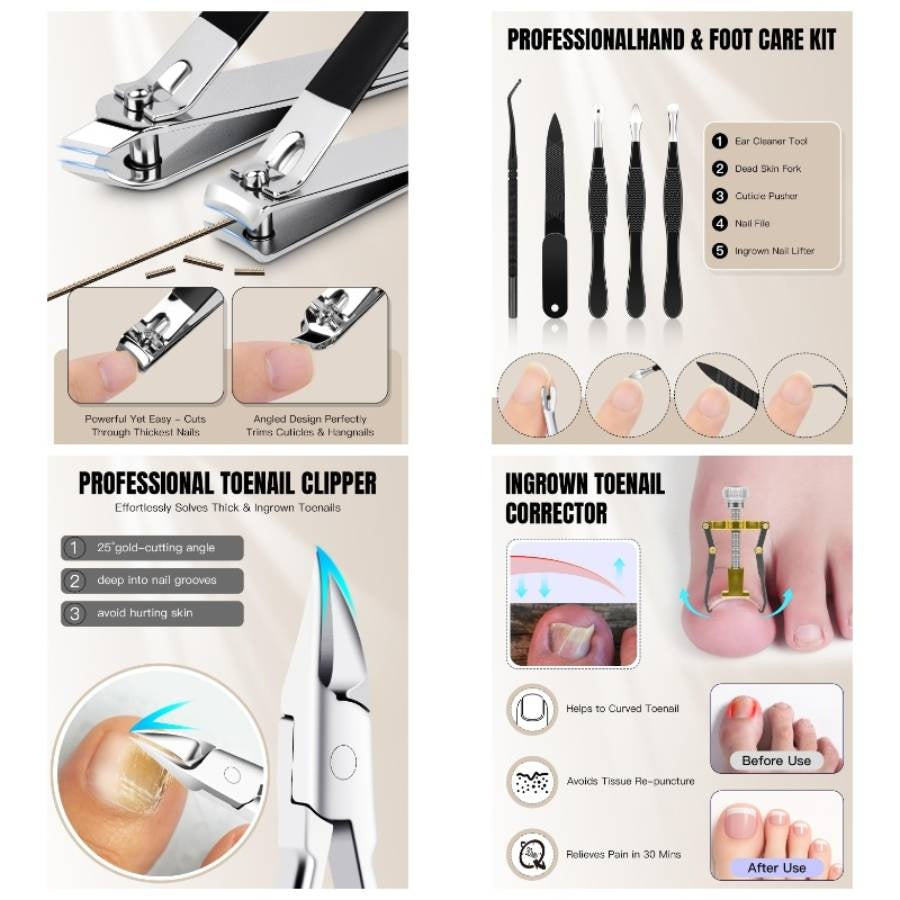 12Pcs Ingrown Toenail Removal Kit - Toenail Clippers Ingrown Thick Hard Nails - Ingrown Toenail with Toe Nail ClippersNail CutterPedicure KnifeCallus Remover Tools Seniors Men Women