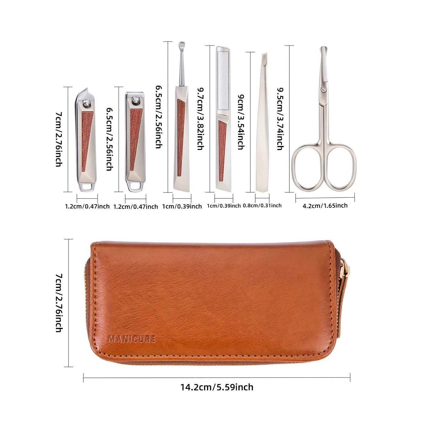 6pcs Luxury Manicure Set, Premium Stainless Steel Beauty Kit with Sharp and Durable Nail Clippers