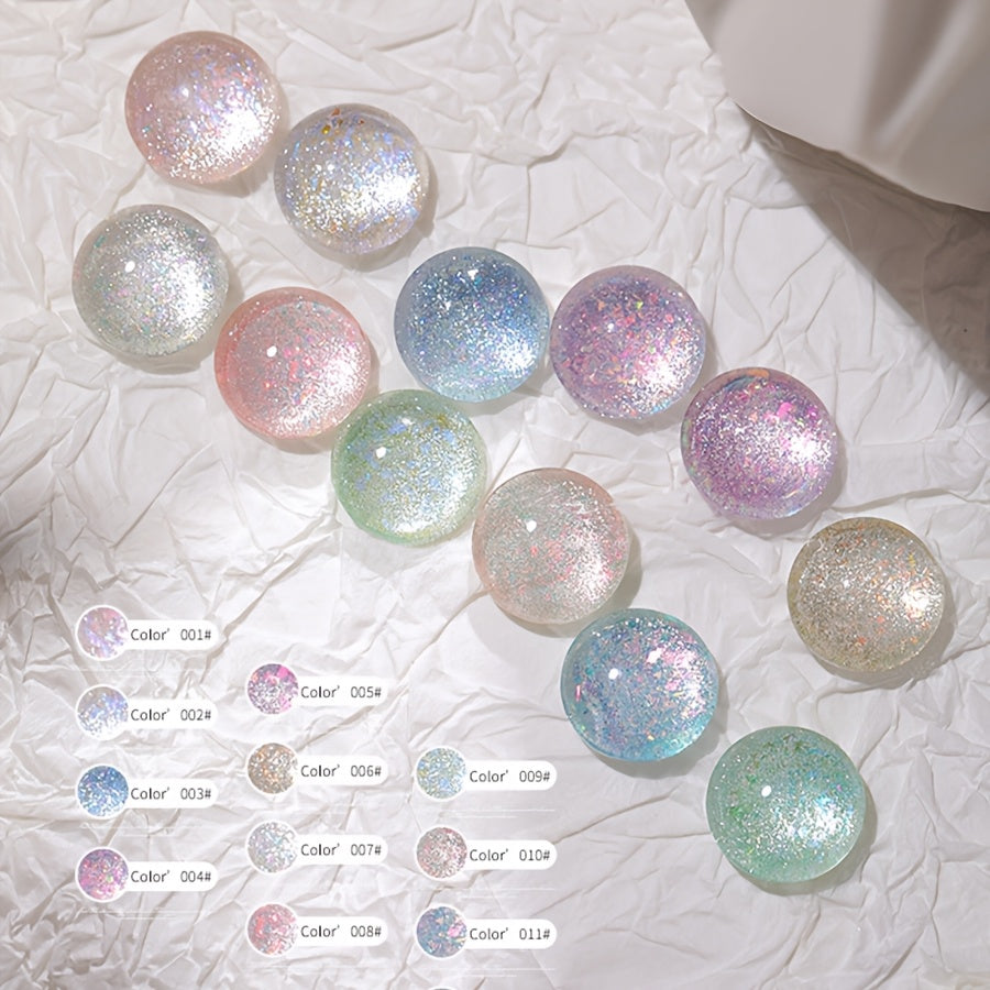 Cat Eye Gel Nail Polish, 12pcs Crushed Lce Glamorous Cat Eye Gel Nail Polish With Magnet, Soak Off LED