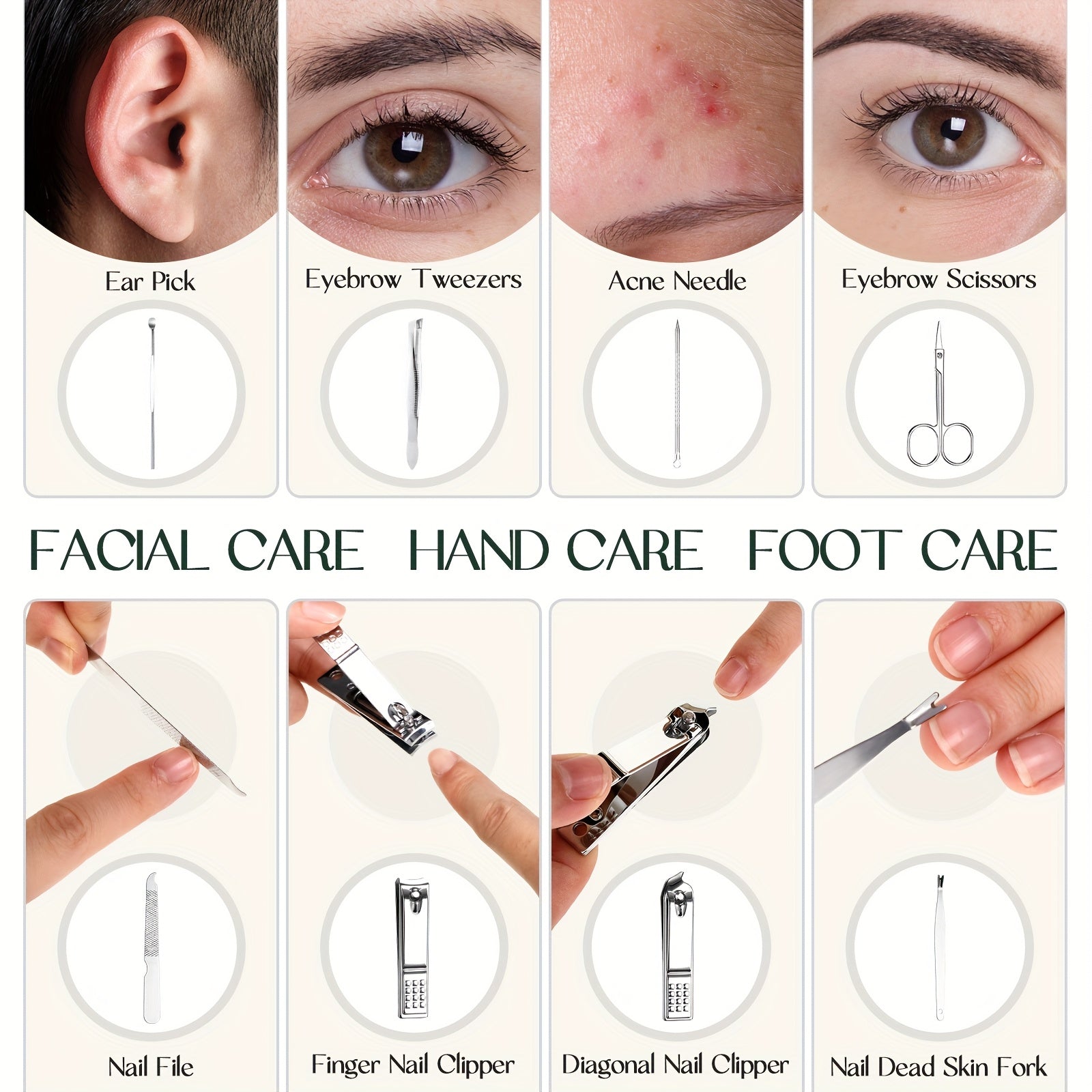 12 Sets Manicure Set Nail Clippers Pedicure Kit 8 In 1 Stainless Steel Professional Grooming Kits Nail Care Tools With Travel Case For Men Women