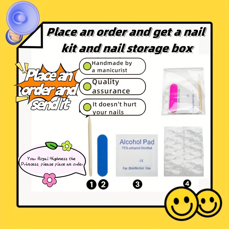 Sanrio New for kuromi 6.0 10pcs of Pure Handmade Wearable Nails, Full of And Flashes, Long Nail Art Fake Nail Patches