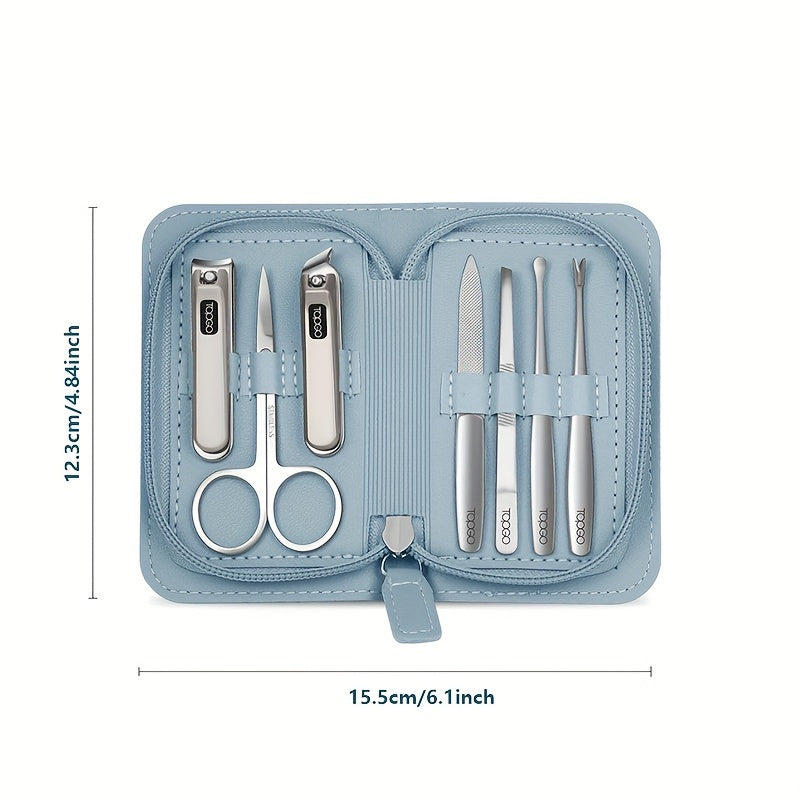 TOPGO German Nail Clipper Set High-End Nail Clipper Household Original Slant Pliers Trimming Box Tool 7pcs Set