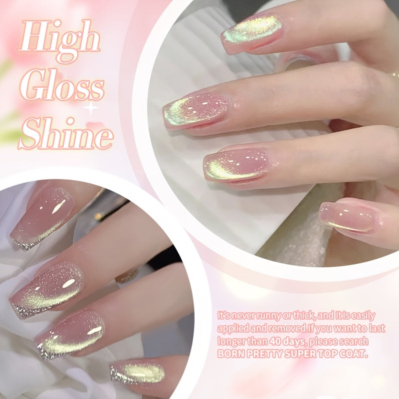 Born Pretty 6pcs Green Cat Eye Magnetic Gel Nail Polish, 0.34oz - Hypoallergenic