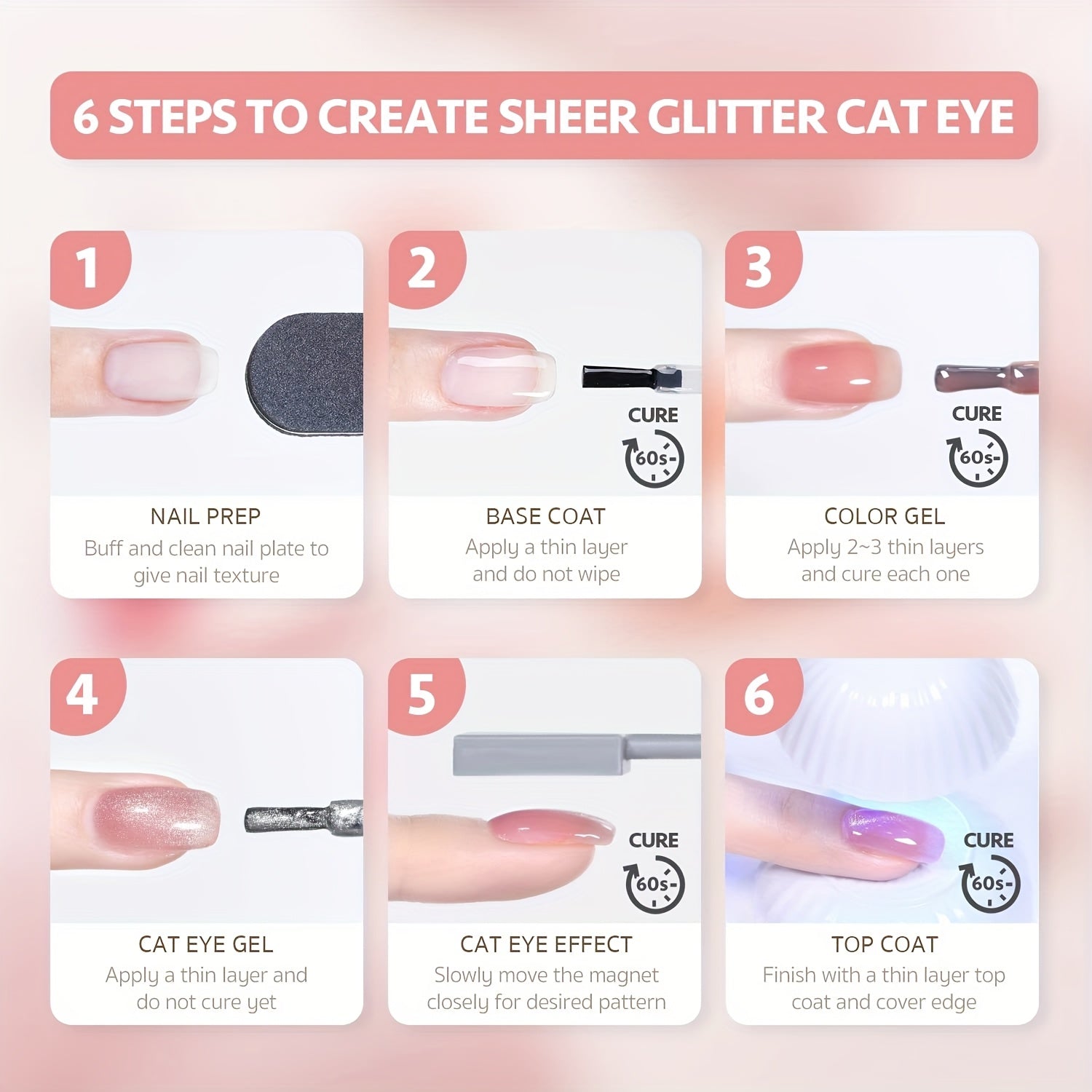 Cat Eye Gel Nail Polish, 12pcs Crushed Lce Glamorous Cat Eye Gel Nail Polish With Magnet, Soak Off LED