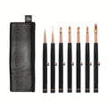 7pcs black spring retractable nail art brush set, detachable and extendable design for easy storage