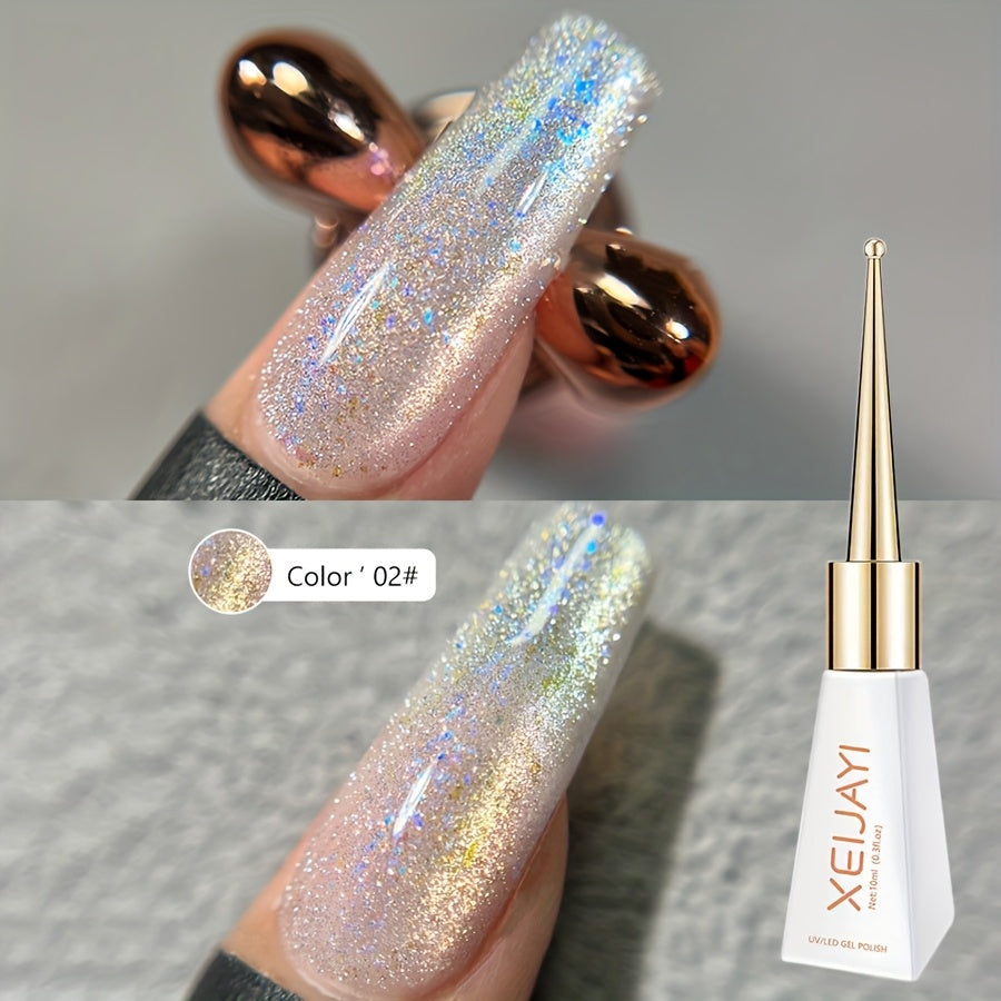 Cat Eye Gel Nail Polish, 12pcs Crushed Lce Glamorous Cat Eye Gel Nail Polish With Magnet, Soak Off LED