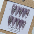 New Handmade Press-On Nails, Christmas Gift - Purple Moonlight Sexy High End Exquisite False Fake Manicure