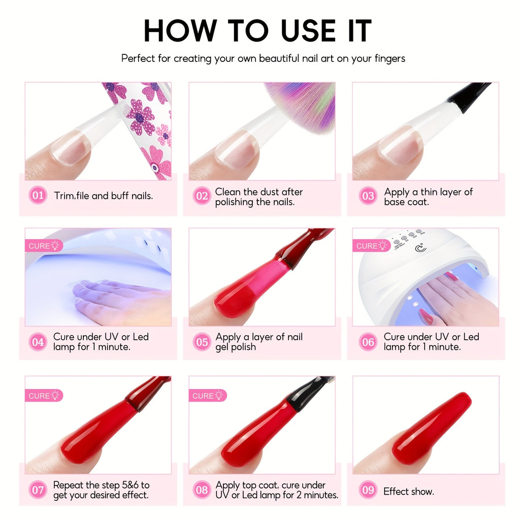 Peacecolor Gel Nail Polish Kit with Nail Dryer Lamp Nail Gel 70pcs Macaron Colors Yellow Purple Glitter Nail Gel Polish with 5pcs Glitter