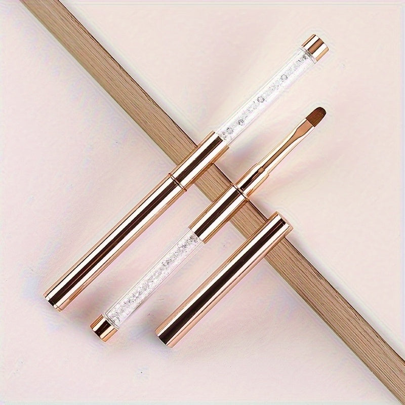 Rose Golden Diamond-Handled Nail Brush Set, Drawing Line Contours, Brushing Delicately, Suitable for Beginners to Use
