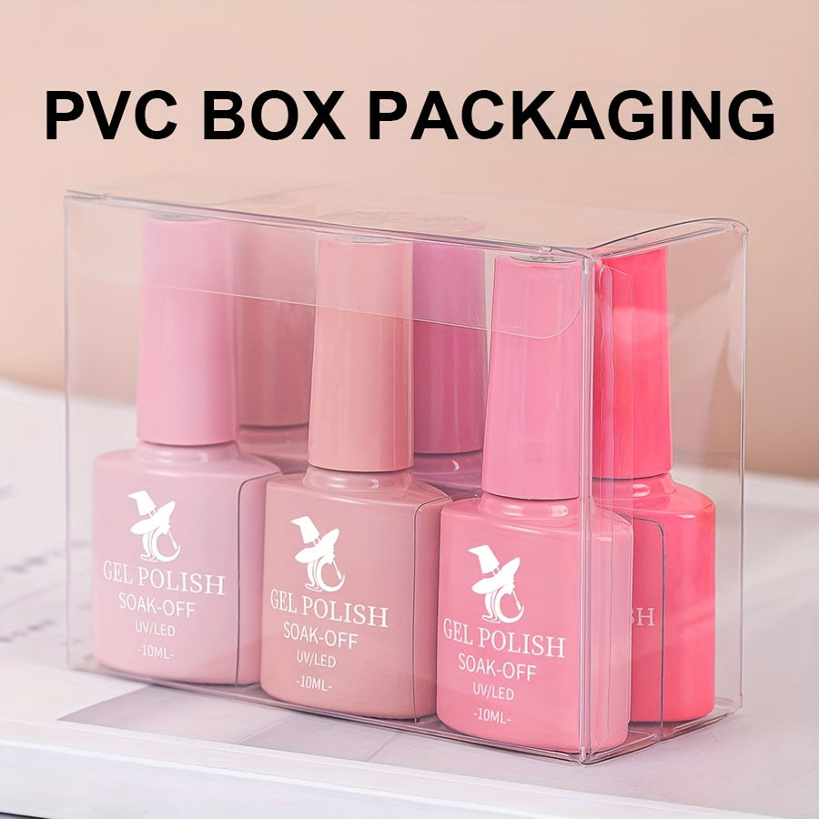 6pcs Pink Flower Series Nail Gel Polish Set - Manicure Kit with 6 Vibrant Colors, Long-Lasting Soak-Off Gel Polish for Nail Art Design