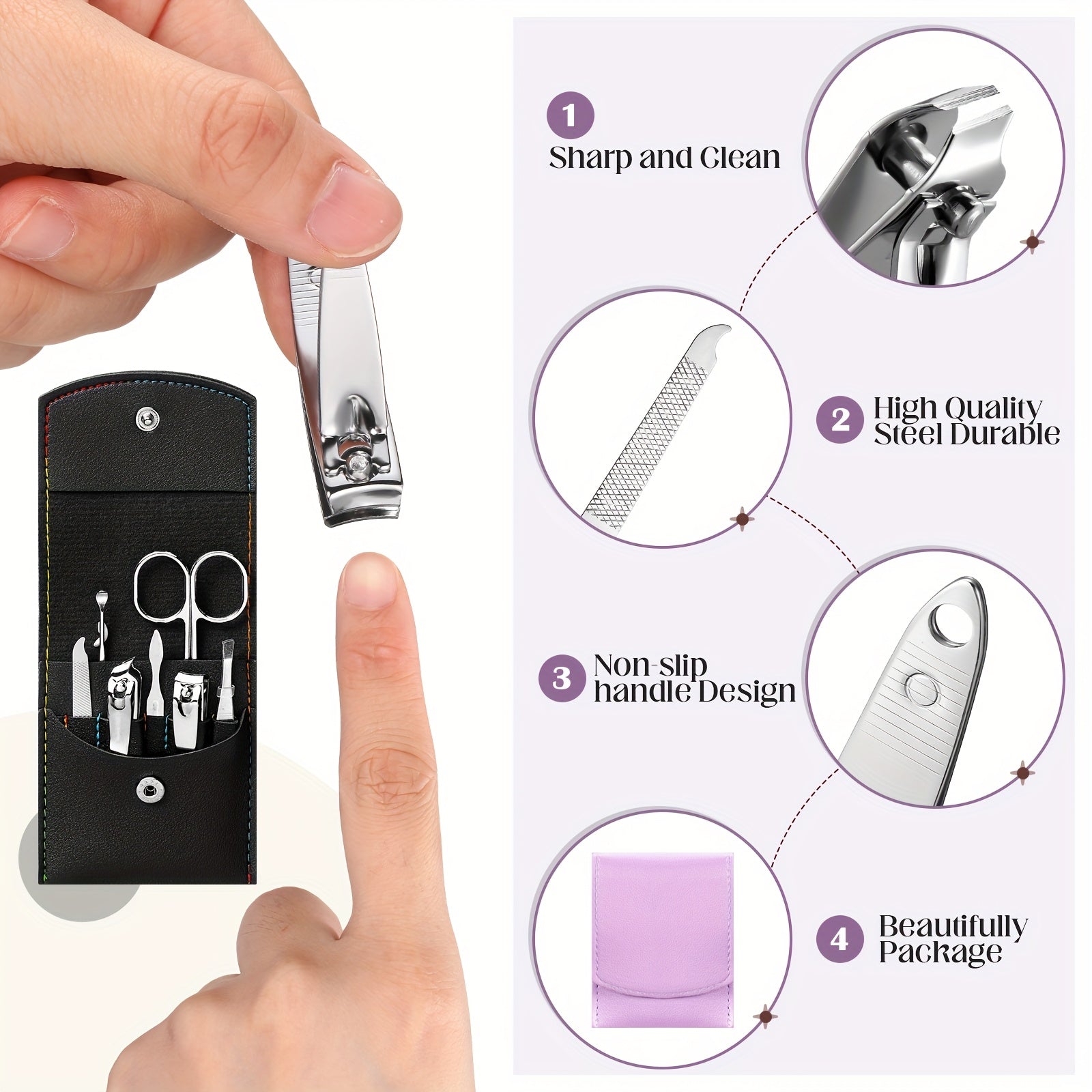 60 Sets Travel Manicure Set Nail Clippers Bulk Pedicure Kit 7in 1 Stainless Steel Professional Nail Set Grooming Kits Nail Care Tools for Women Men