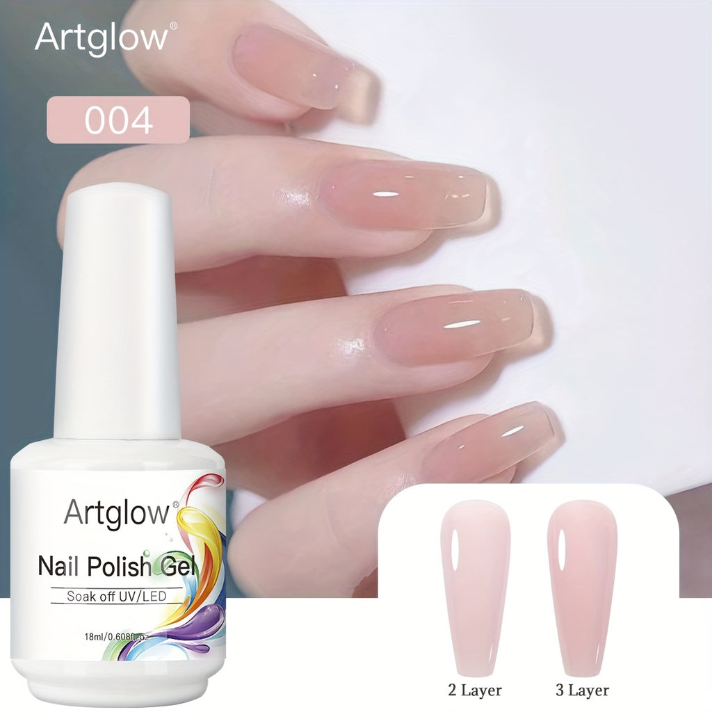 6pcs-0.51oz Sheer Ice Jelly Gel Nail Polish - Nude to Pink Ombre Shades, Alcohol-Free, \u002FLED Curing, Long-Lasting