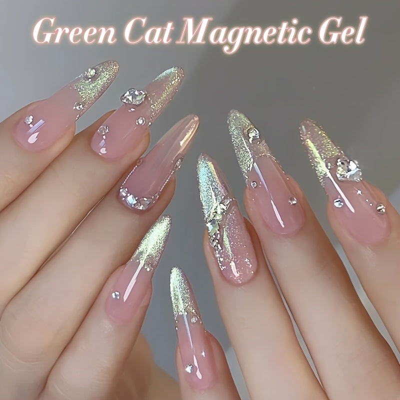 Born Pretty 6pcs Green Cat Eye Magnetic Gel Nail Polish, 0.34oz - Hypoallergenic