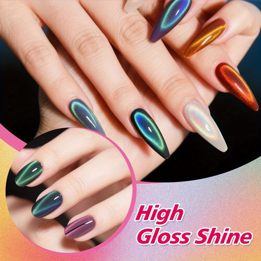 RISYAL Magnetic Cat Eye Nail Polish Gel Nail Polish Gel Nail Polish Light Gel 8 Color Set Black Hole Cat Eye Each 0.25oz