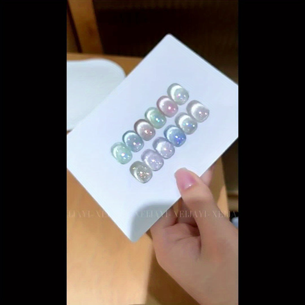 Cat Eye Gel Nail Polish, 12pcs Crushed Lce Glamorous Cat Eye Gel Nail Polish With Magnet, Soak Off LED