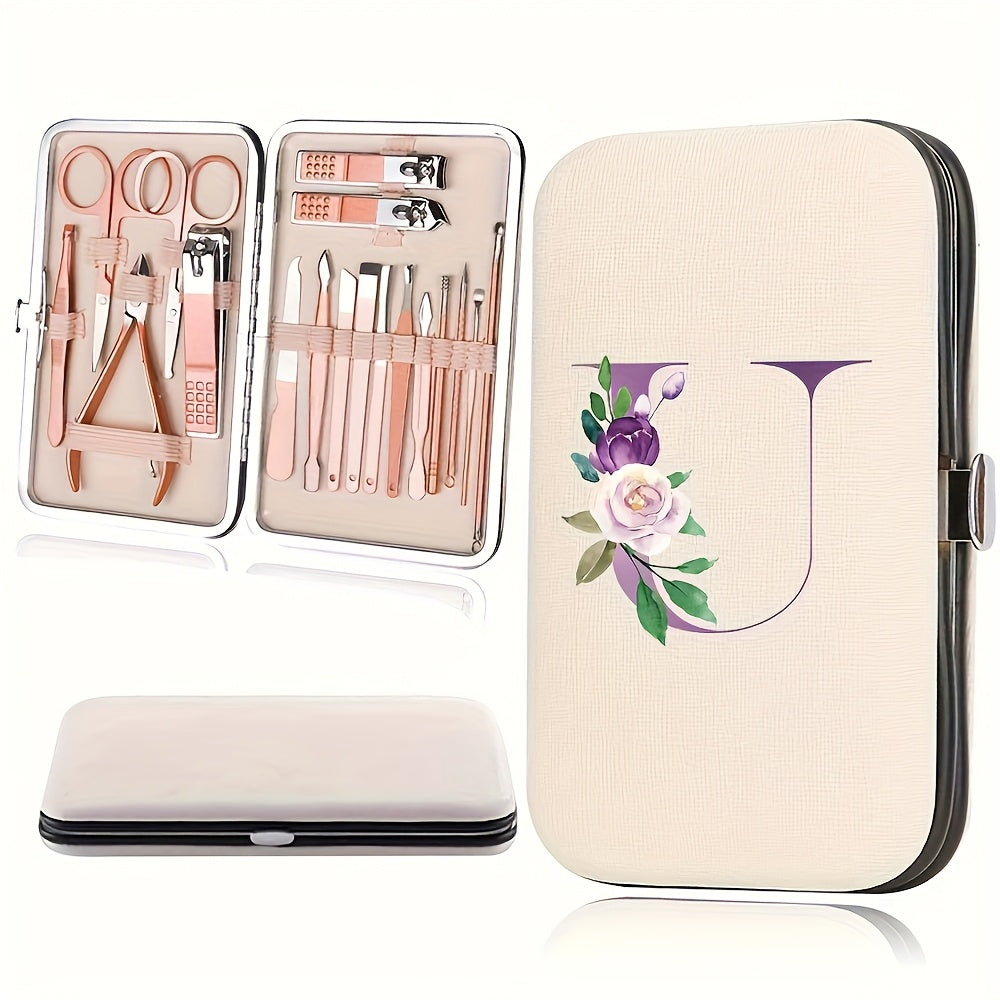 18pcs Portable Manicure Set 18pcs Portable Manicure Clippers Set | Stainless Steel Nail Cutter Kit with PU Storage Box