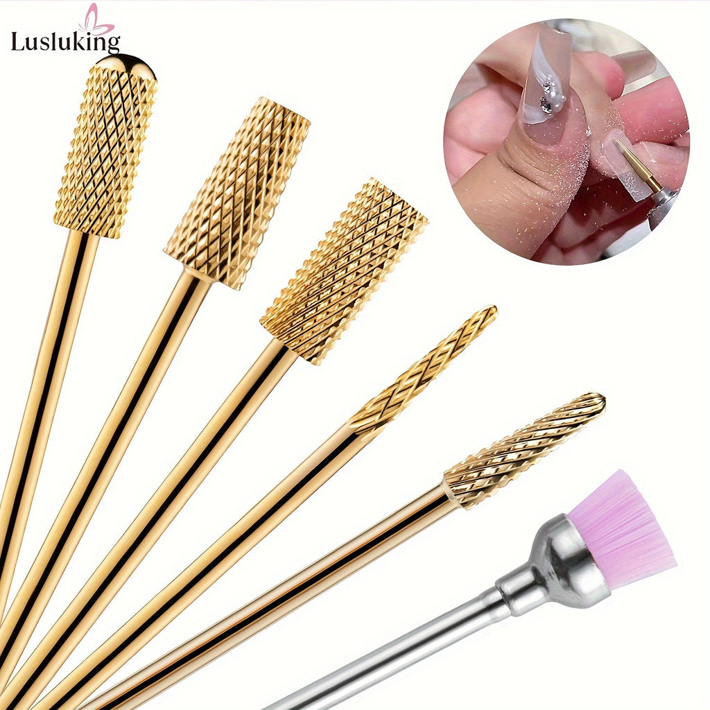 6pcs Nail Drill Bits Set 6pcs Steel Nail Drill Bits Set | Manicure Pedicure Grinding Head Cuticle Burr Remover Tools | For Acrylic Gel Nails & Nail Care