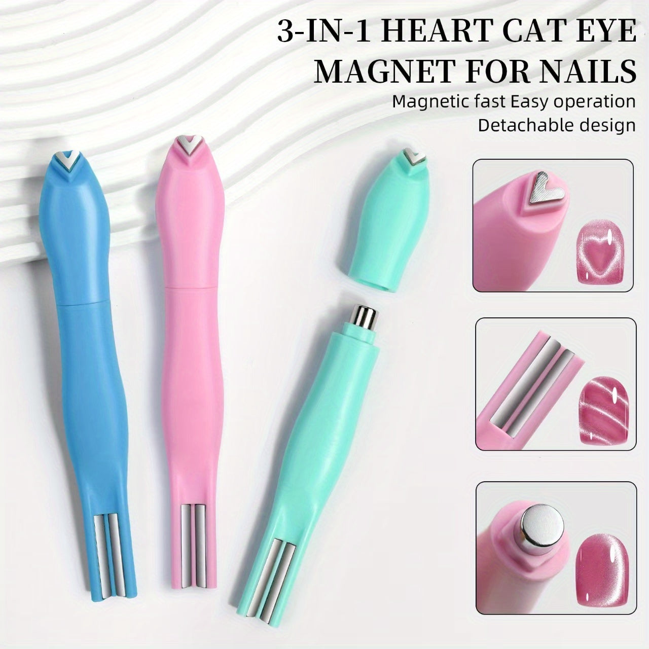 Professional Nail Tools 3-in-1 Cat'S Eye Nail Magnet Snake Print Heart Design Pig'S Bristle Resin Brush Stem Unscented Formula Christmas Wonderful Gifts
