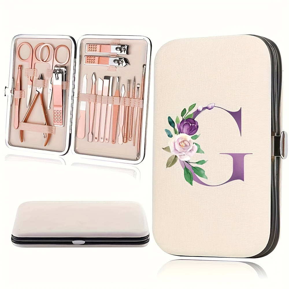 18pcs Portable Manicure Set 18pcs Portable Manicure Clippers Set | Stainless Steel Nail Cutter Kit with PU Storage Box