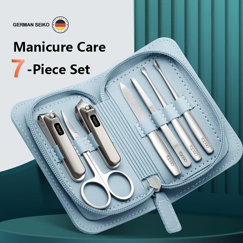 TOPGO German Nail Clipper Set High-End Nail Clipper Household Original Slant Pliers Trimming Box Tool 7pcs Set